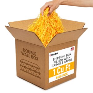 1 Cu Ft Heavy Duty Ready to Ship Carton with Yellow Crinkle Paper Filler, 12x12x12"
