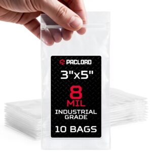 Extra Thick 8 Mil Reclosable Zip Bags 3" x 5", Pack of 10 (RPB-35-8-10, B0FXYYXNC2)