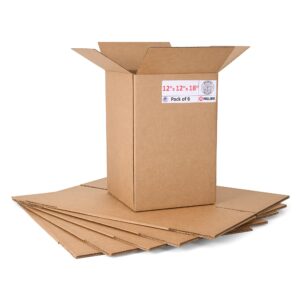 Medium Cardboard Boxes 12"L x 12"W x 18"H (Pack of 6) (CB-121218-6, B0F2VN5YDM)