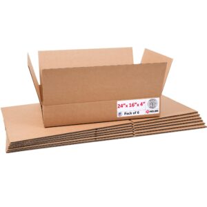 Flat Cardboard Boxes 24"L x 16"W x 4"H (Pack of 6) (CB-24164-6, B0GMVN3ZVN)