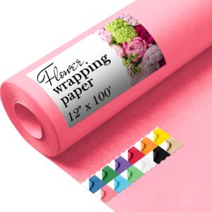 Paclord Flower Wrapping Paper, 12" x 1200" (100 ft), 45 lb – Pink (FP-12-PI, B0CYVTC46Y)