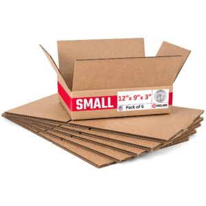 Medium Cardboard Boxes 12"L x 9"W x 3"H (Pack of 6) (CB-1293-6, B0F2VGL9SF)