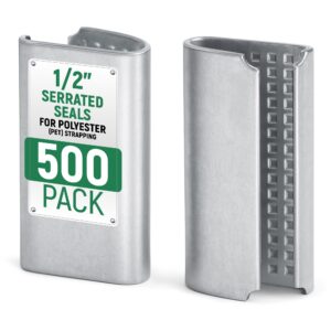 Paclord Open Serrated Seals for 1/2" Polyester (PET) Strapping, Pack of 500