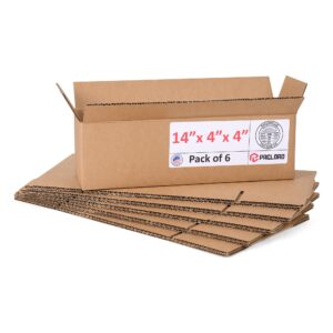 Medium Cardboard Boxes 14"L x 4"W x 4"H (Pack of 6) (CB-1444-6, B0F2VDMWMV)