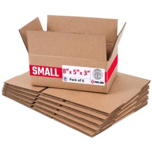 Small Cardboard Boxes 8"L x 5"W x 3"H (Pack of 6) (CB-853-6, B0GMTNTW7T)