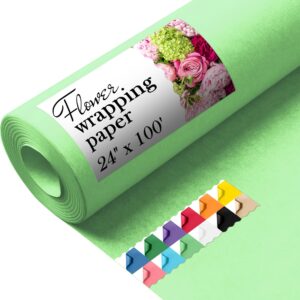 Paclord Flower Wrapping Paper, 24" x 1200" (100 ft), 45 lb – Light Green (FP-24-LG, B0CYVQY8Z3)
