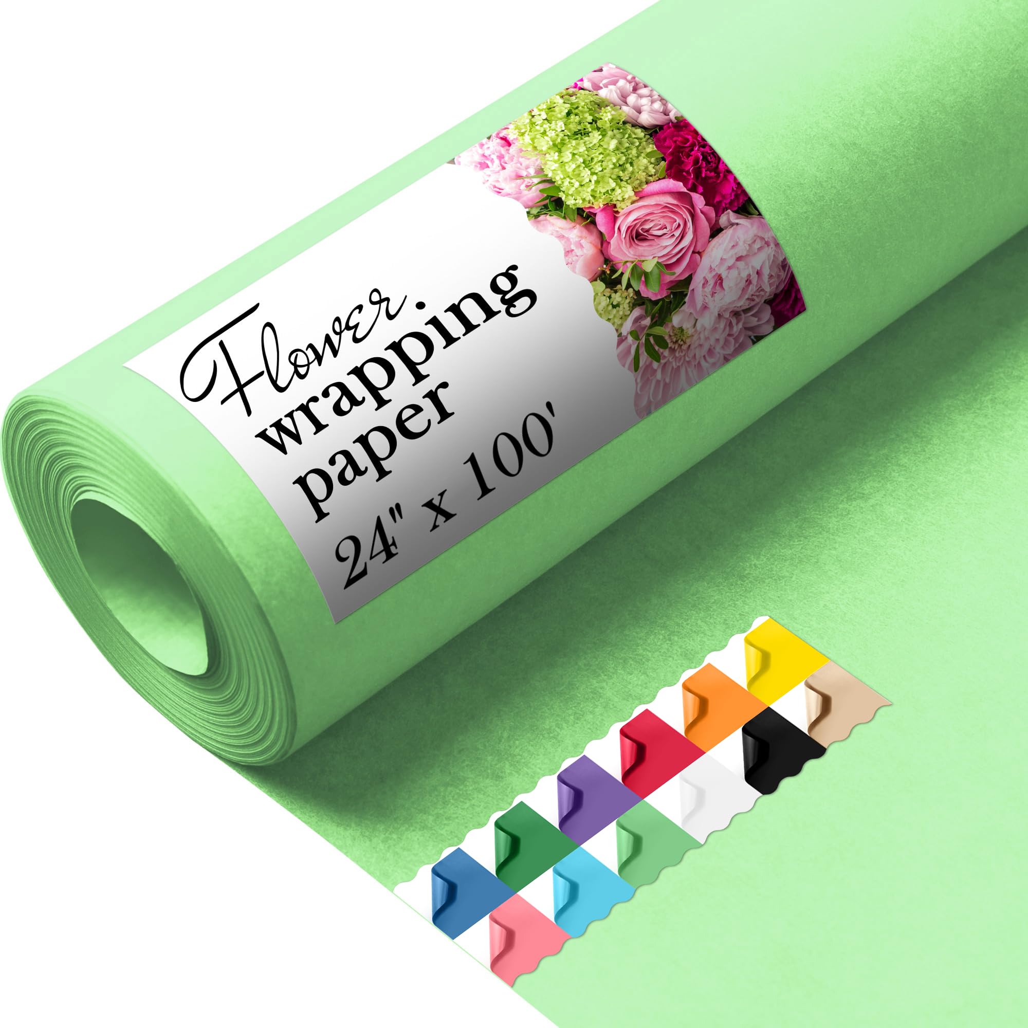 71hqlDdK9L.jpg Paclord Flower Wrapping Paper, 24" x 1200" (100 ft), 45 lb – Light Green (FP-24-LG, B0CYVQY8Z3)