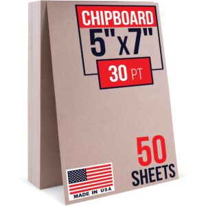 5" x 7" Brown Kraft Chipboard Sheets, 30 Pt Thick, Pack of 50