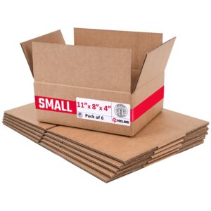 Medium Cardboard Boxes 11"L x 8"W x 4"H (Pack of 6) (CB-1184-6, B0GMV6N4MZ)
