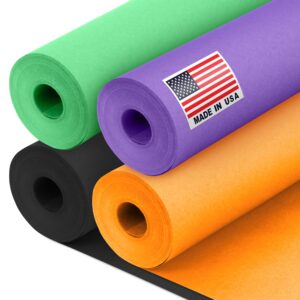 12" x 1200" (100 ft) Halloween Crafts Kraft Paper Rolls Set, 45 Lbs - Orange, Black, Lilac, Green Kraft Paper - Made in USA Colored Paper for Kids Crafts, DIY, School, Gift Wrapping