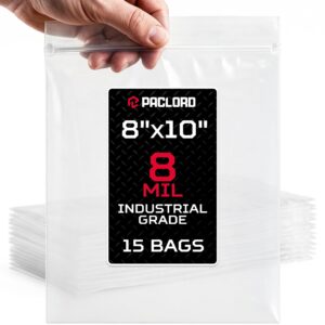 Extra Thick 8 Mil Reclosable Zip Bags 8" x 10", Pack of 15 (RPB-810-8-15, B0FXZ1QBFP)