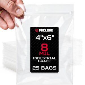 Extra Thick 8 Mil Reclosable Zip Bags 4" x 6", Pack of 25 (RPB-46-8-25, B0FXZ44MQC)
