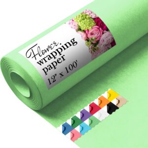 Paclord Flower Wrapping Paper, 12" x 1200" (100 ft), 45 lb – Light Green (FP-12-LG, B0CYVLBGD4)