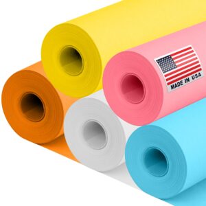 12" x 1200" (100 ft) Beach-Themed Kraft Paper Set, 45 Lbs - Light Blue, Yellow, Orange, White, Pink Kraft Paper - Made in USA Colored Paper for Crafts, Appliques for Kids, DIY, Origami
