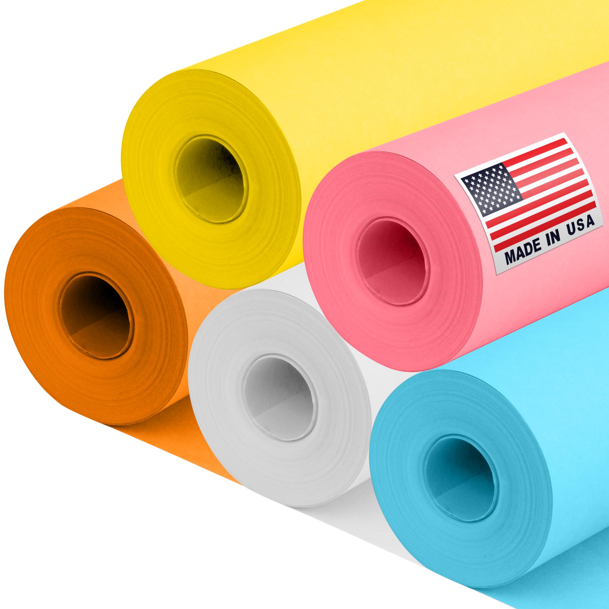 71nhjsAJjyL.jpg 12" x 1200" (100 ft) Beach-Themed Kraft Paper Set, 45 Lbs - Light Blue, Yellow, Orange, White, Pink Kraft Paper - Made in USA Colored Paper for Crafts, Appliques for Kids, DIY, Origami