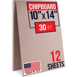 10" x 14" Brown Kraft Chipboard Sheets, 30 Pt Thick, Pack of 12