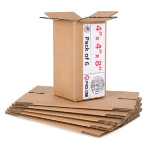 Small Cardboard Boxes 4"L x 4"W x 8"H (Pack of 6) (CB-448-6, B0F2VLK6FJ)