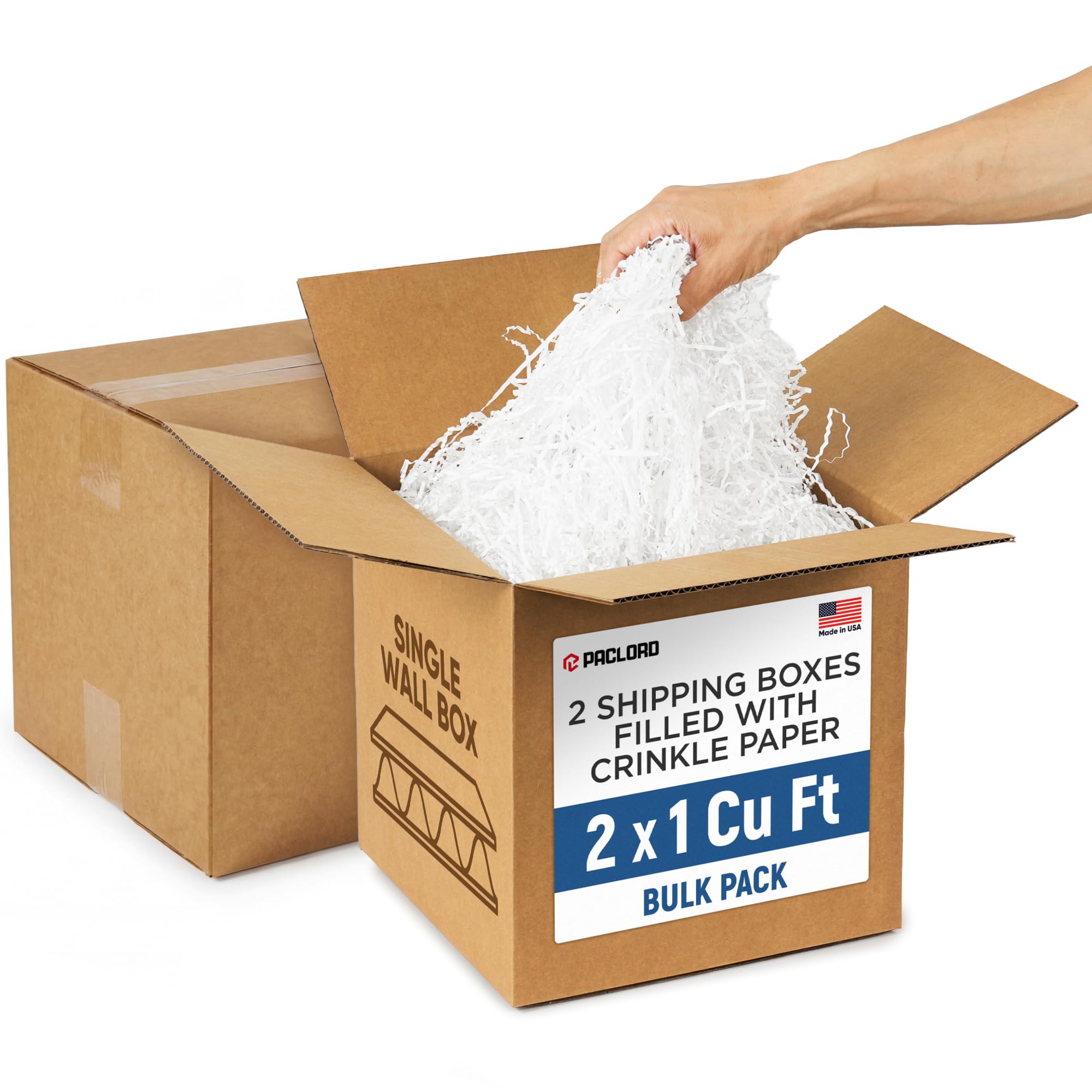 71pqVjsfbrL.jpg 2 x 1 Cu Ft Ready to Ship Cartons with White Crinkle Paper Filler, 12x12x12", Single Wall Boxes (CP-WH-2xCU, B0GSCJKDP7)
