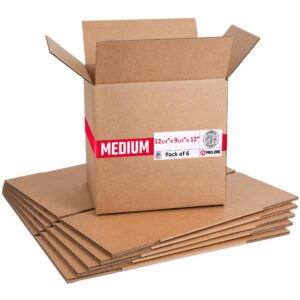 Medium Cardboard Boxes 12 1/4"L x 9 1/4"W x 12"H (Pack of 6) (CB-12912-6, B0GMTLNJFP)