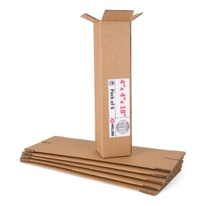 Tall Cardboard Boxes 4"L x 4"W x 18"H (Pack of 6) (CB-4418-6, B0F2VRXMHD)