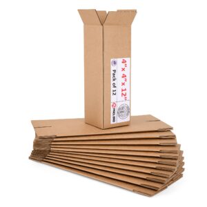Tall Cardboard Boxes 4"L x 4"W x 12"H (Pack of 12) (CB-4412-12, B0F2VDNW79)