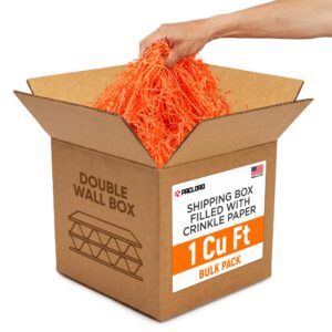 1 Cu Ft Heavy Duty Ready to Ship Carton with Orange Crinkle Paper Filler, 12x12x12"
