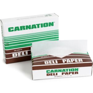 Carnation 1000 Pcs White Deli Wrap Wax Paper Sheets, 8"x10.75" Pre-Cut Interfolded (DW-810-2, B0GHTKYY42)