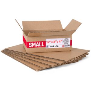 Medium Cardboard Boxes 12"L x 8"W x 4"H (Pack of 6) (CB-1284-6, B0F2V7R8DS)