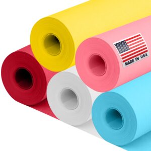 12" x 1200" (100 ft) Pink Pig Kraft Paper Set, 45 Lbs - Pink, Red, Yellow, Light Blue, White Kraft Paper - Made in USA Color Paper for Arts and Crafts, Appliques for Kids, DIY, Origami