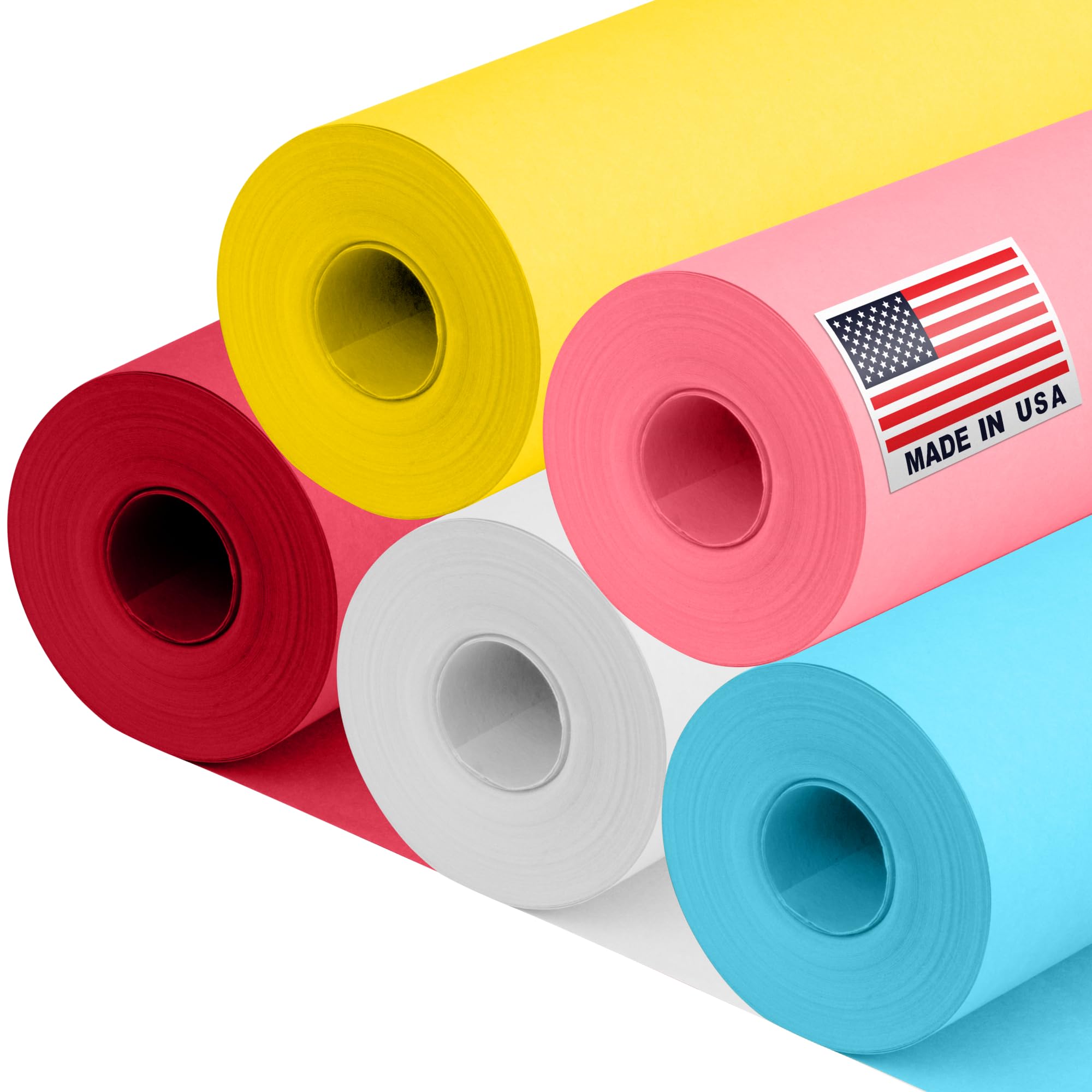 71t1U67wXYL.jpg 12" x 1200" (100 ft) Pink Pig Kraft Paper Set, 45 Lbs - Pink, Red, Yellow, Light Blue, White Kraft Paper - Made in USA Color Paper for Arts and Crafts, Appliques for Kids, DIY, Origami
