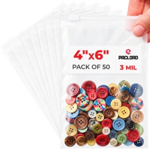 4" x 6" Slider Zip Poly Bags, Pack of 50 (SPB-46-50, B0G6Q9QL26)