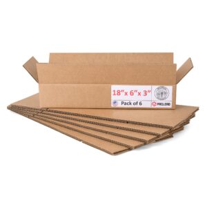 Flat Cardboard Boxes 18"L x 6"W x 3"H (Pack of 6) (CB-1863-6, B0F2VPMRVG)