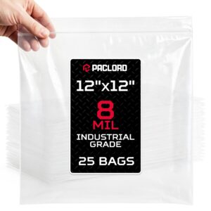 Extra Thick 8 Mil Reclosable Zip Bags 12" x 12", Pack of 25 (RPB-1212-8-25, B0FXZ1MRXJ)