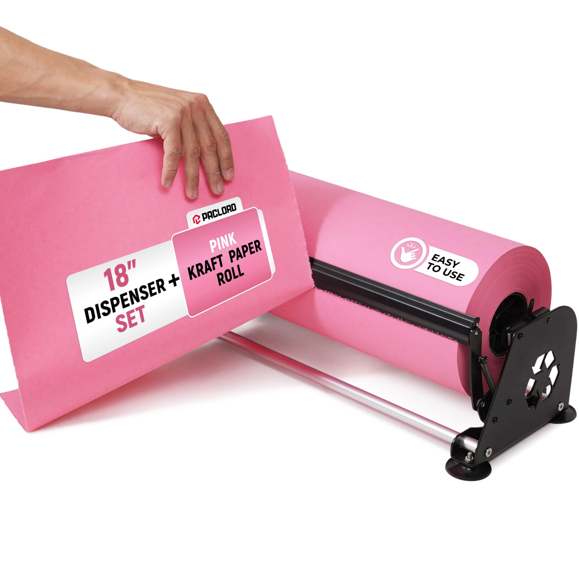 71uOD11e9L.jpg 18" Paper Dispenser with Cutter + Pink Kraft Paper Roll