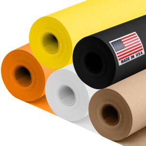 12" x 1200" (100 ft) Construction Site-Themed Kraft Paper Set, 45 Lbs - Yellow, Orange, Brown, Black, White Kraft Paper - Made in USA Colored Paper for Crafts, Appliques for Kids, DIY, Origami