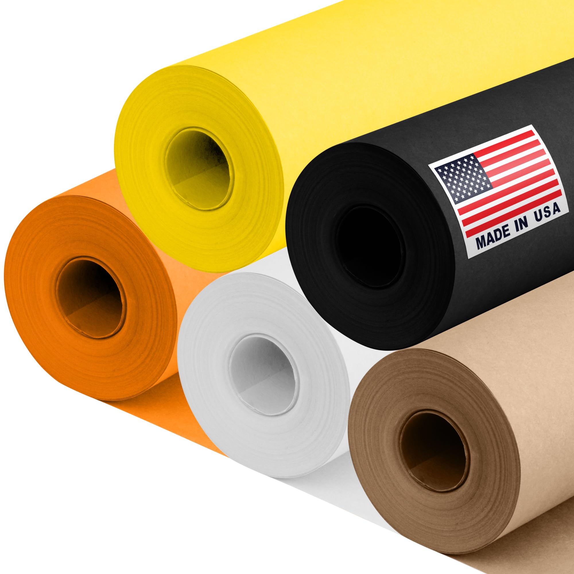 71uPeUYiDsL.jpg 12" x 1200" (100 ft) Construction Site-Themed Kraft Paper Set, 45 Lbs - Yellow, Orange, Brown, Black, White Kraft Paper - Made in USA Colored Paper for Crafts, Appliques for Kids, DIY, Origami