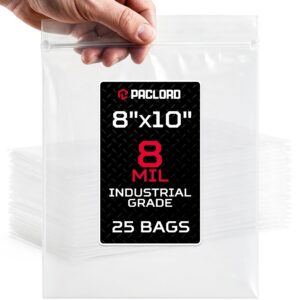Extra Thick 8 Mil Reclosable Zip Bags 8" x 10", Pack of 25 (RPB-810-8-25, B0FXYYQPP5)