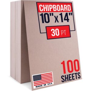 10" x 14" Brown Kraft Chipboard Sheets, 30 Pt Thick, Pack of 100