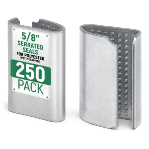 Paclord Open Serrated Seals for 5/8" Polyester (PET) Strapping, Pack of 250
