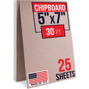 5" x 7" Brown Kraft Chipboard Sheets, 30 Pt Thick, Pack of 25