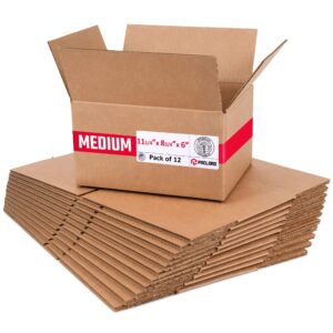 Medium Cardboard Boxes 11 1/2"L x 8 3/4"W x 6"H (Pack of 12) (CB-1186-12, B0GMV6W88T)