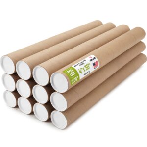 Paclord 4" x 30" Kraft Paper Mailing Tube, 1 Tube with 2 Caps