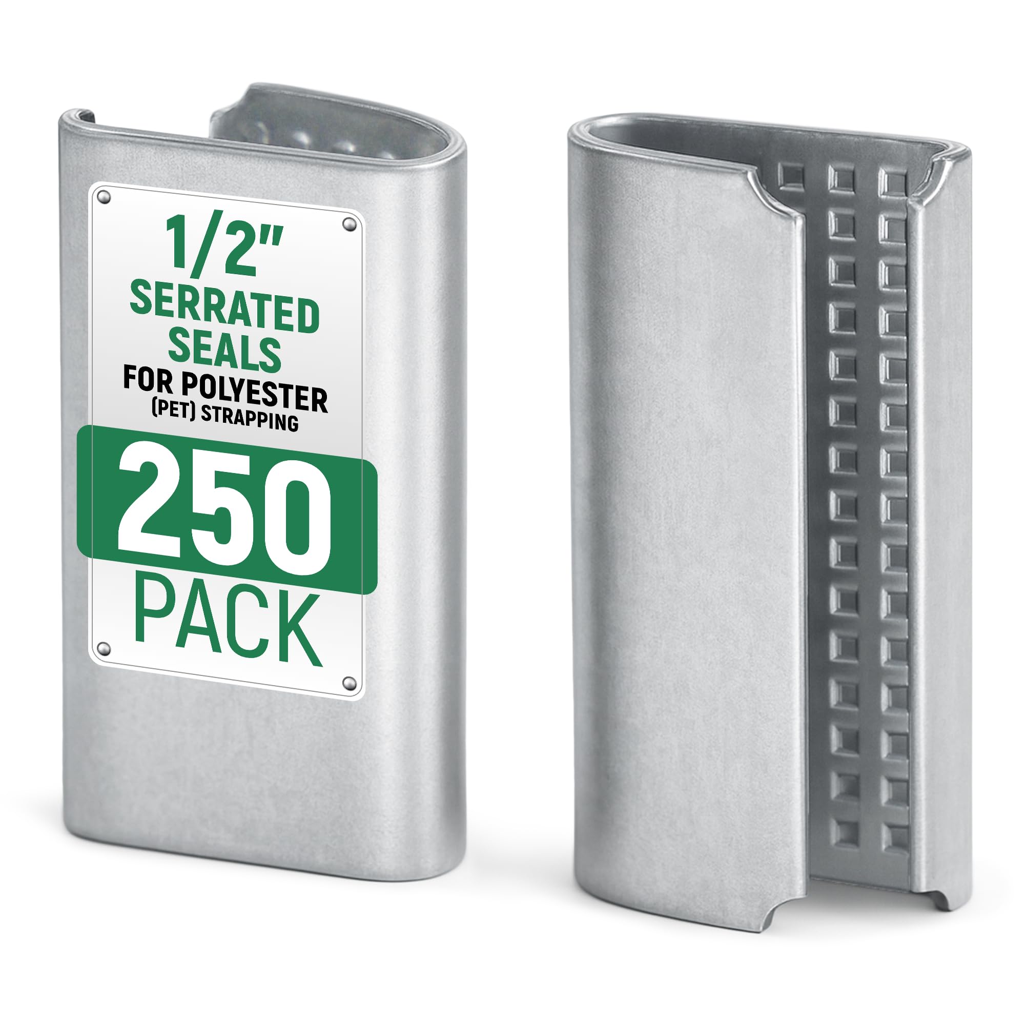 71xbhfmrtvL.jpg Paclord Open Serrated Seals for 1/2" Polyester (PET) Strapping, Pack of 250
