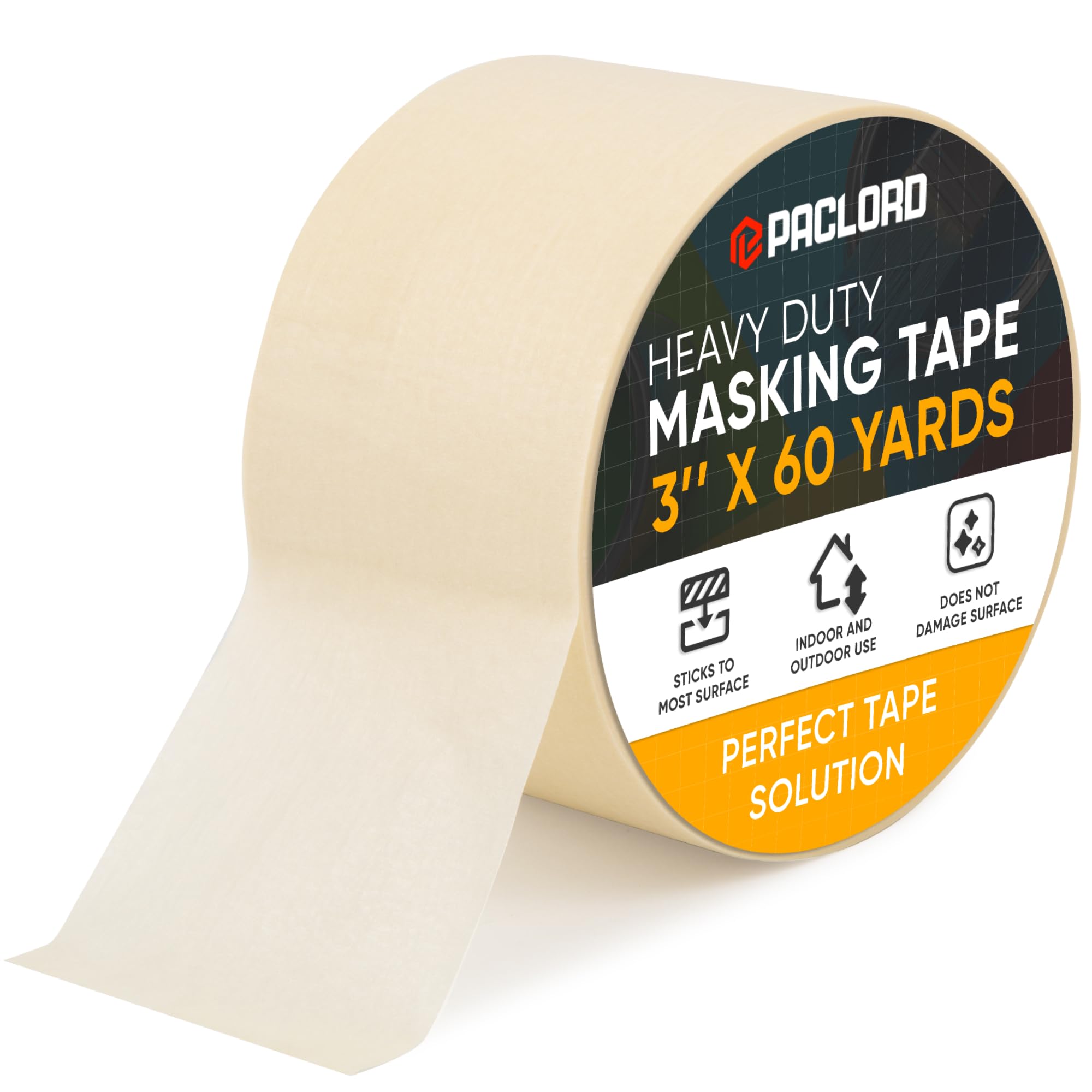 71ycOELX6QL.jpg Paclord 3" x 60 Yard Beige Painter's Masking Tape, Pack of 1