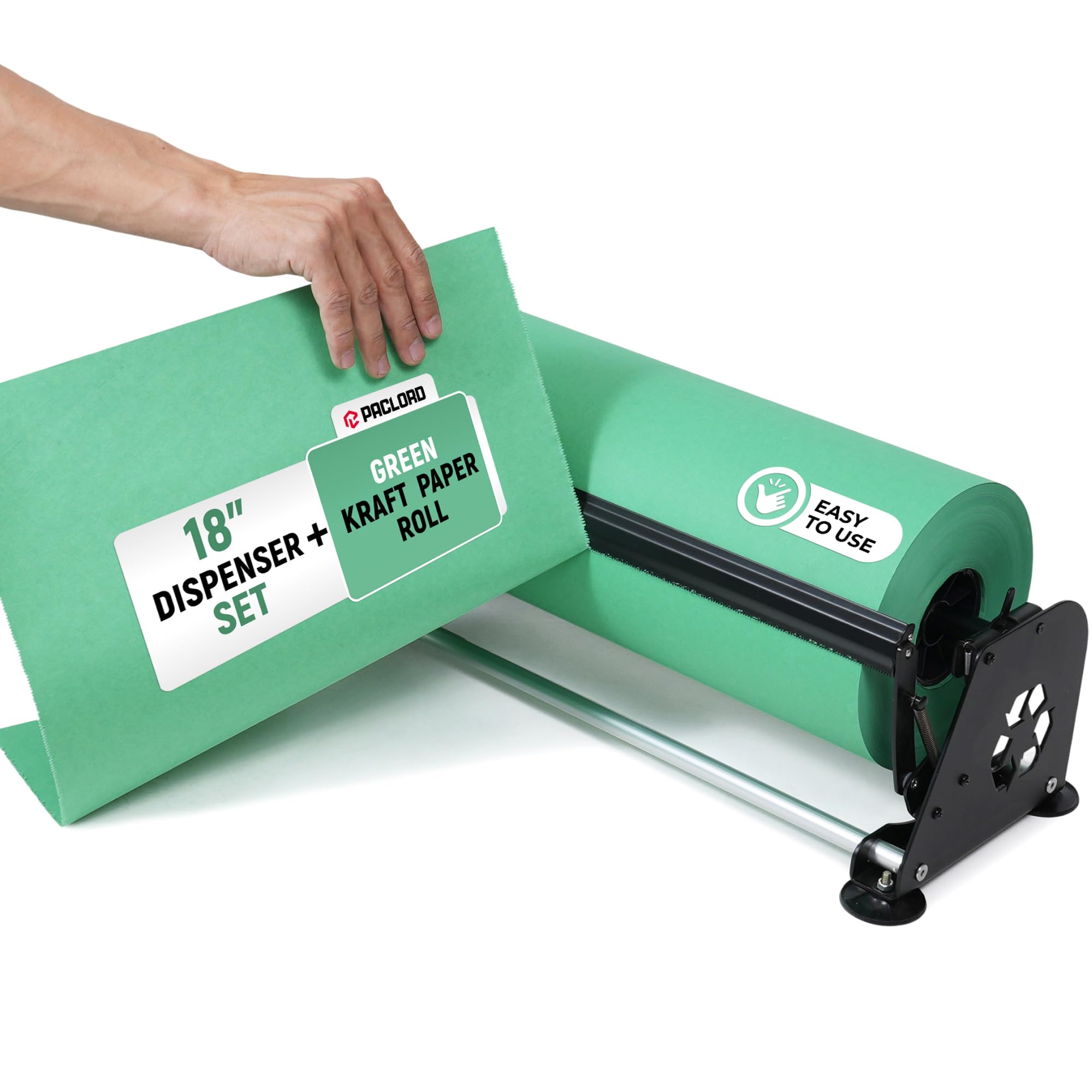 71ye2T5YTZL.jpg 18" Paper Dispenser with Cutter + Green Kraft Paper Roll