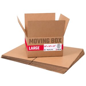 Medium Cardboard Boxes 18"L x 18"W x 10"H (Pack of 6) (CB-181810-6, B0GMTP1Q45)