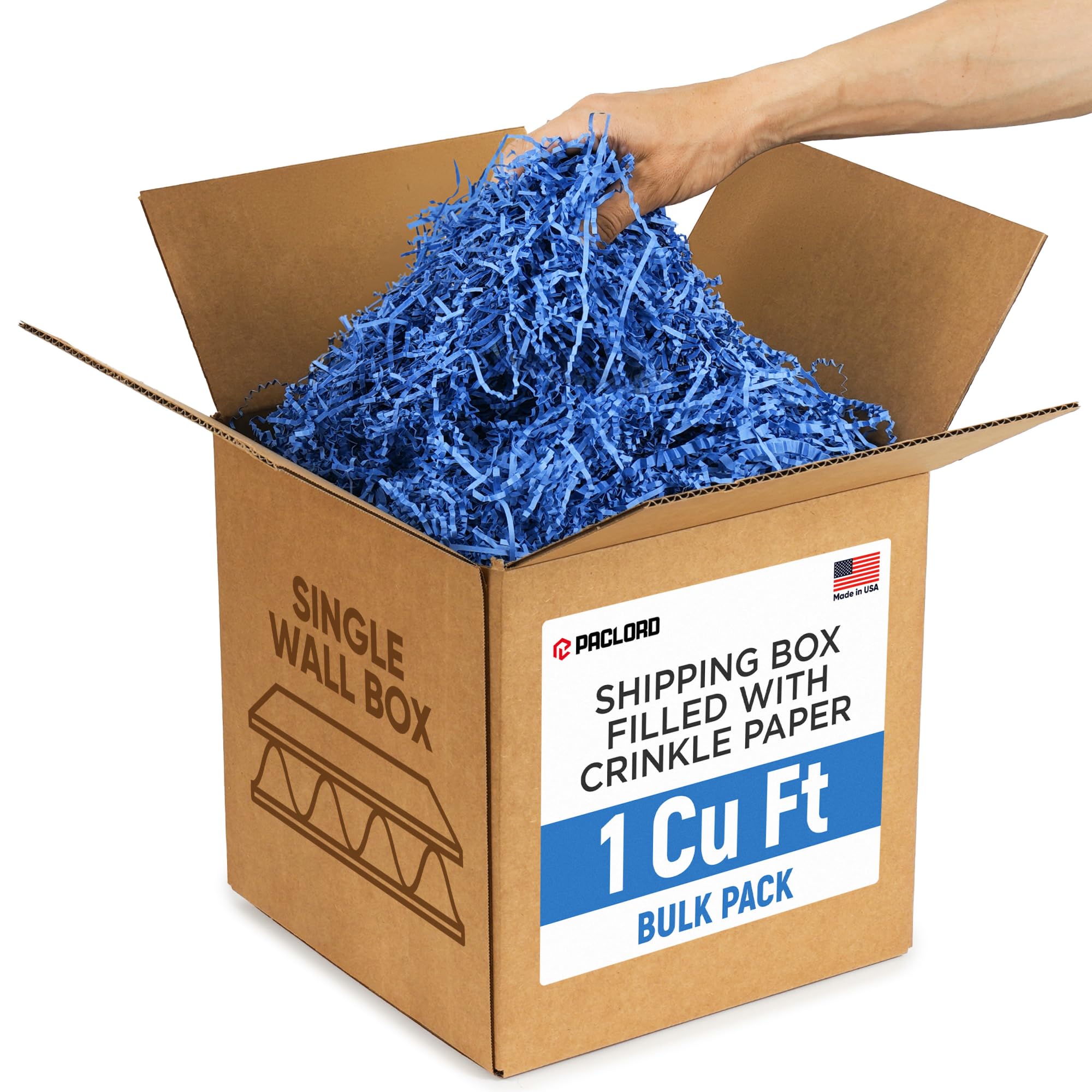 81-Z-Zr0feL.jpg 1 Cu Ft Ready to Ship Carton with Dark Blue Crinkle Paper Filler, 12x12x12"