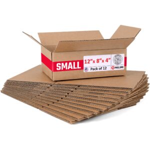 Medium Cardboard Boxes 12"L x 8"W x 4"H (Pack of 12) (CB-1284-12, B0F2VSVD18)