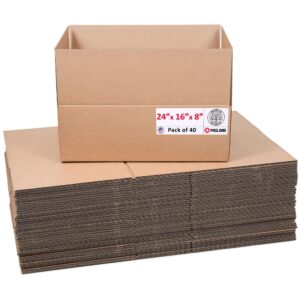 Large Cardboard Boxes 24"L x 16"W x 8"H (Pack of 40) (CB-24168-40, B0GMTGJSGS)