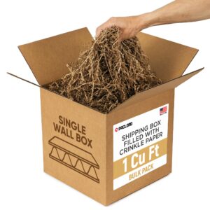 1 Cu Ft Ready to Ship Carton with Brown Crinkle Paper Filler, 12x12x12"